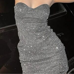 Elegant Silver Strapless Dress